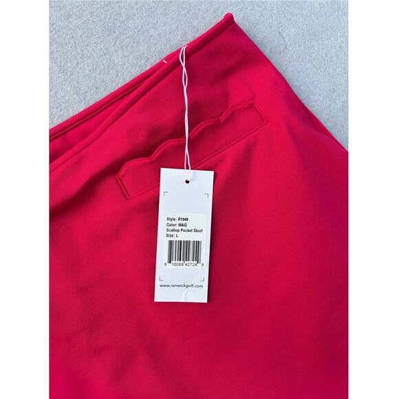 NWT Large Renwick Magenta Pink Scalloped Pocket Golf Athletic Tennis Skirt skort - Picture 3 of 10